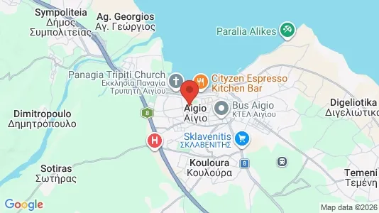 Sklepy Do wynajęcia i Aigialeia - kort over placeringen