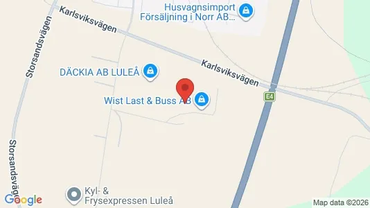 Verkstedhaller til leie i Luleå - kort over placeringen