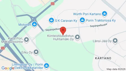 Warehouses for rent i Pori - kort over placeringen