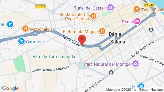 Commercial properties for rent i Jávea/Xàbia - kort over placeringen