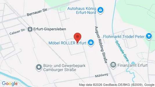 Kontorhoteller til leje i Erfurt - kort over placeringen