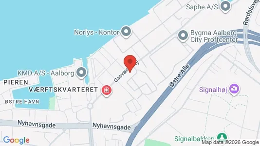 Kontorslokaler för uthyrning i Ålborg Centrum – Foto från Google Street View