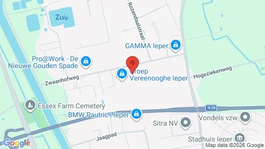 Commercial properties for rent i Ieper - kort over placeringen