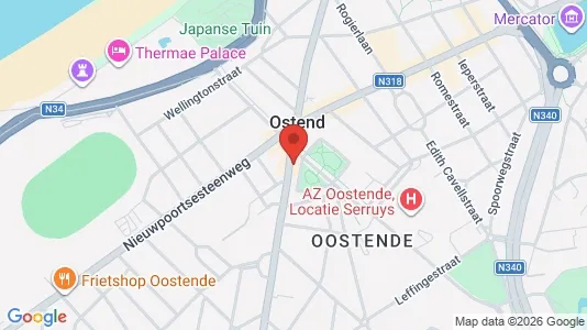 Lokaler til leie i Oostende - kort over placeringen