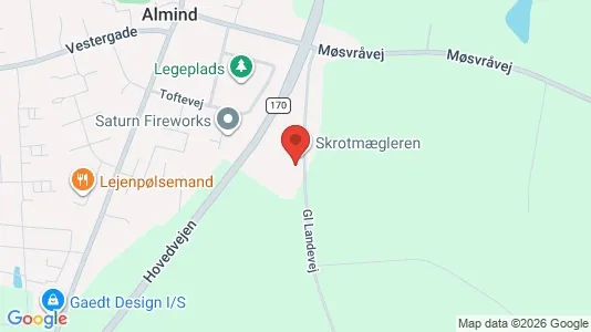Liikekiinteistöt Myynnissä i Almind - Kuva Google Street Viewstä