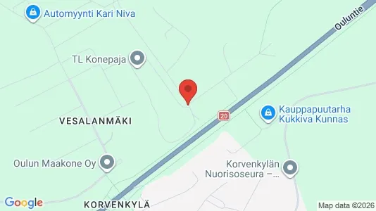 Værkstedslokaler til leje i Oulu - kort over placeringen