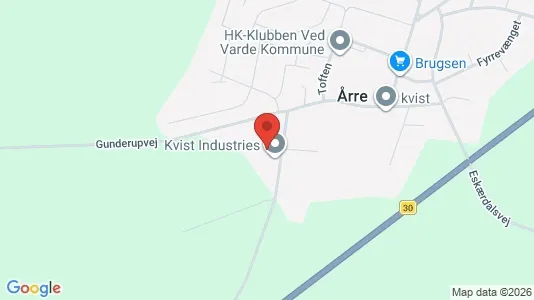 Warehouses for sale i Årre - kort over placeringen