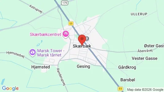 Shops for sale i Skærbæk - kort over placeringen