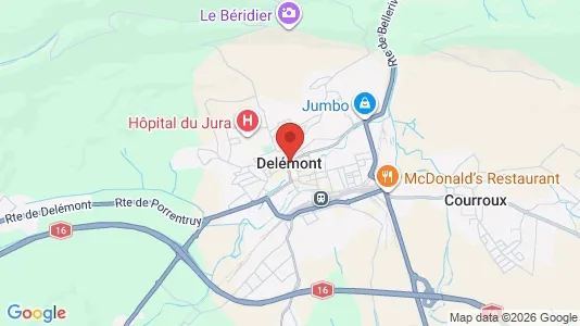 Liikekiinteistöt Vuokrattavana i Delsberg - Kuva Google Street Viewstä
