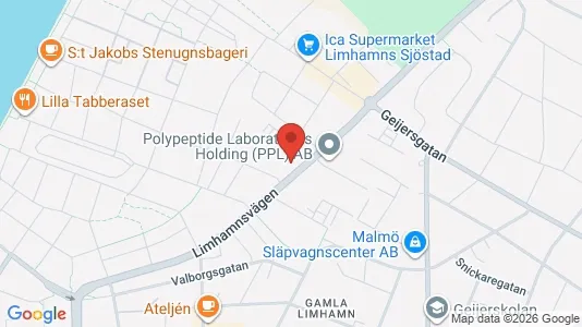Varastot Vuokrattavana i Limhamn/Bunkeflo - Kuva Google Street Viewstä