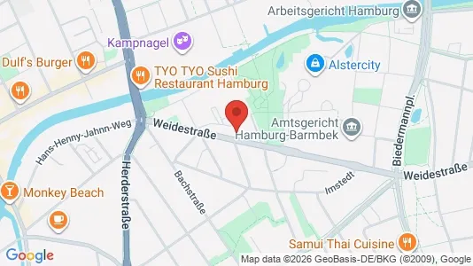 Kontorlokaler til leje i Hamborg Nord - kort over placeringen