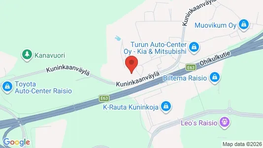Varastot Vuokrattavana i Raisio - Kuva Google Street Viewstä