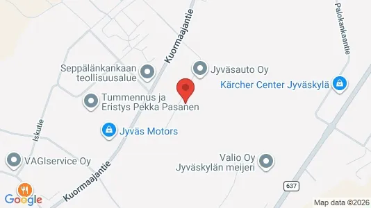 Industrial properties for rent i Jyväskylä - kort over placeringen
