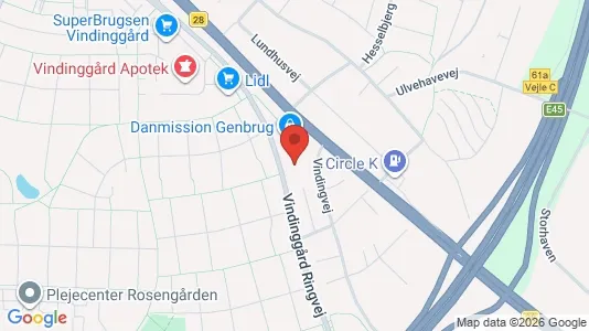 Kontorhoteller til leje i Vejle Centrum - kort over placeringen