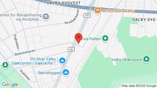 Bedrijfsruimtes te huur i Valby - kort over placeringen