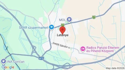 Commercial properties for sale i Letenyei - kort over placeringen