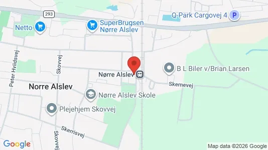 Commercial properties for rent i Nørre Alslev - kort over placeringen