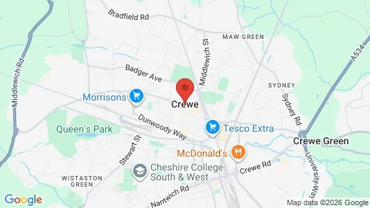 Gewerbeflächen zur Miete i Crewe - Cheshire - kort over placeringen