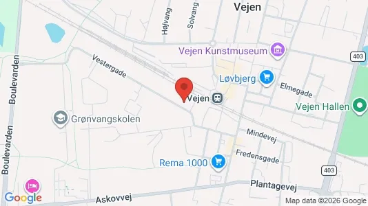 Propiedades comerciales En alquiler i Vejen - kort over placeringen