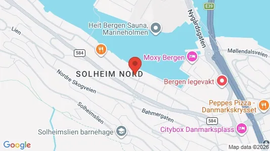 Kontorlokaler til leje i Bergen Årstad - kort over placeringen