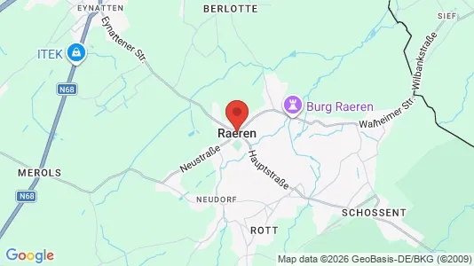 Lagerlokaler til leje i Raeren - kort over placeringen
