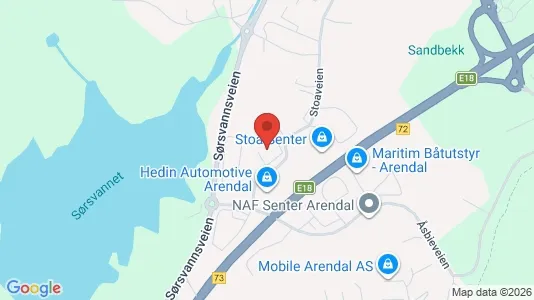 Kantorruimte te huur i Arendal - kort over placeringen