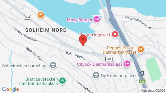 Kontorer til leie i Bergen Årstad - kort over placeringen