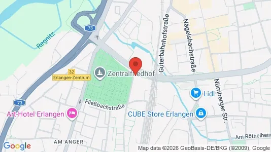 Kontorlokaler til leje i Erlangen - kort over placeringen