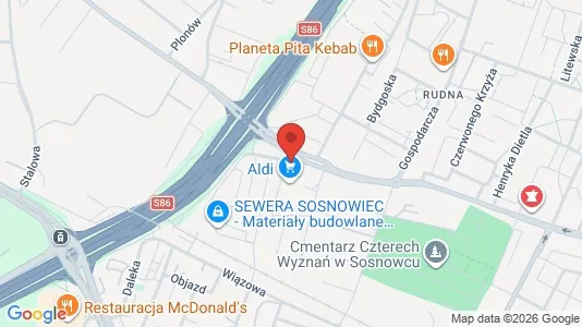Warehouses for rent i Sosnowiec - kort over placeringen