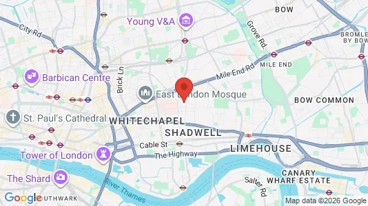 Sklepy Do wynajęcia i London E1 - kort over placeringen
