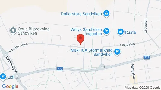 Warehouses for rent i Sandviken - kort over placeringen