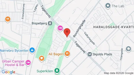 Commercial properties for rent i Nørrebro - kort over placeringen