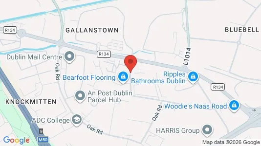 Commercial properties for rent i Dublin 12 - kort over placeringen