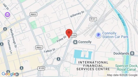 Commercial properties for rent i Dublin 1 - kort over placeringen