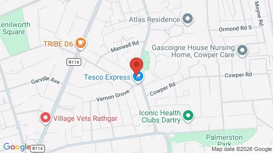Commercial properties for rent i Dublin 6 - kort over placeringen