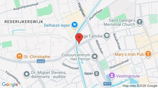 Commercial properties for rent i Ieper - kort over placeringen