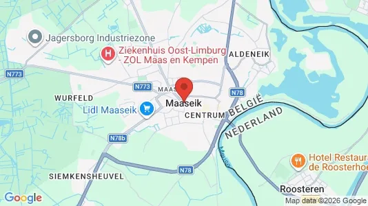 Shops for sale i Maaseik - kort over placeringen