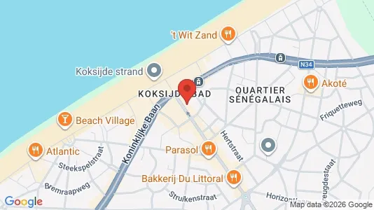 Commercial properties for rent i Koksijde - kort over placeringen