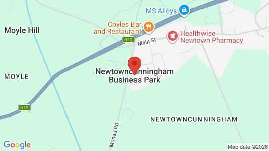 Industrial properties for rent i Newtown Cunningham - kort over placeringen