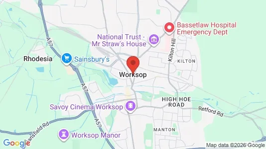Büros zur Miete i Worksop - Nottinghamshire – Foto von Google Street View