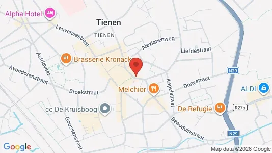 Lokaler til leie i Tienen - kort over placeringen