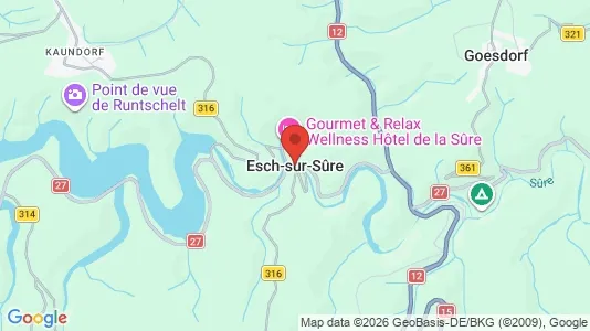 Kaupat Vuokrattavana i Esch-sur-Sûre - Kuva Google Street Viewstä