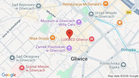 Office spaces for rent i Gliwice - kort over placeringen
