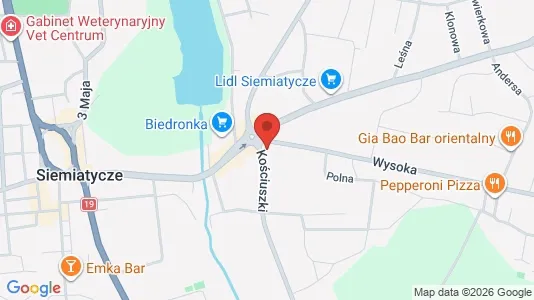 Office spaces for rent i Siemiatycki - kort over placeringen