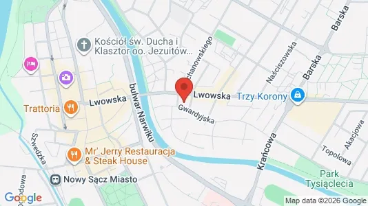 Toimistotilat Vuokrattavana i Nowosądecki - kort over placeringen