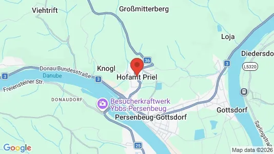 Sklepy Do wynajęcia i Hofamt Priel - kort over placeringen