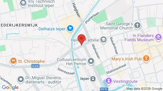 Commercial properties for rent i Ieper - kort over placeringen