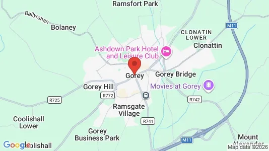 Industrial properties for rent i Gorey - kort over placeringen