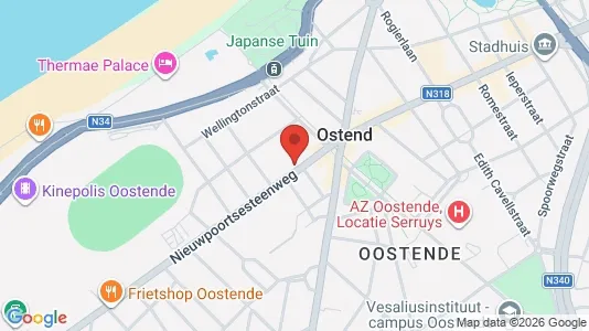 Commercial properties for rent i Oostende - kort over placeringen