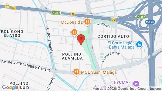 Coworking spaces for rent i Málaga - kort over placeringen